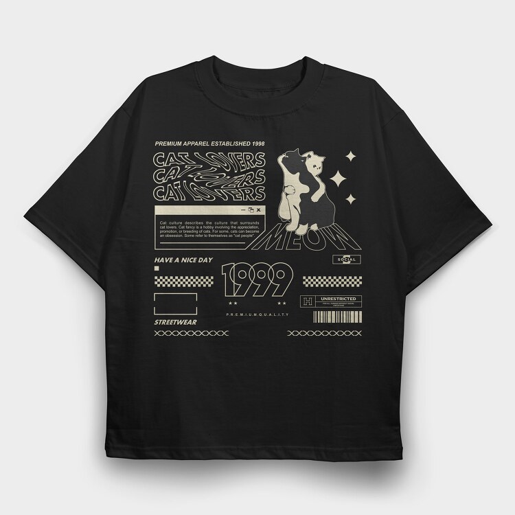 Cat Lovers 2, Tricou Oversize Barbati (Unisex)