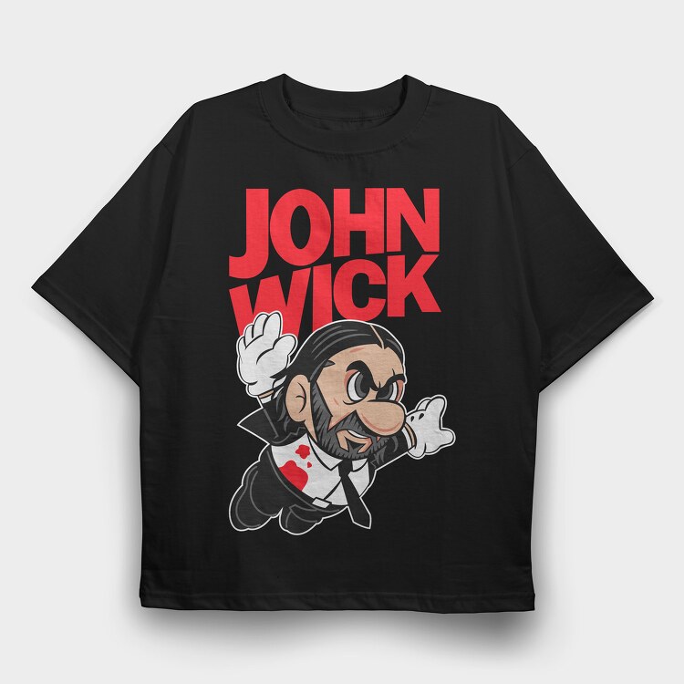John Wick Mario, Tricou Oversize Barbati (Unisex)