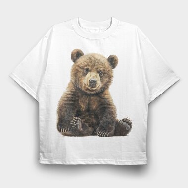 Bear Sitting Calm, Tricou Oversize Barbati (Unisex)