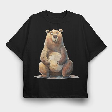 Bear Sitting Wise, Tricou Oversize Barbati (Unisex)