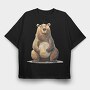 Bear Sitting Wise, Tricou Oversize Barbati (Unisex)