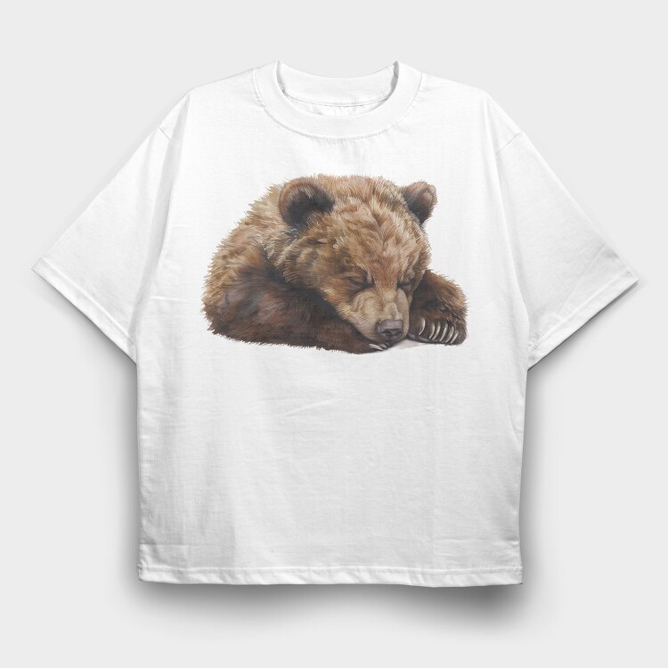 Bear Sleeping Cute, Tricou Oversize Barbati (Unisex)