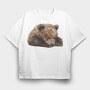 Bear Sleeping Cute, Tricou Oversize Barbati (Unisex)