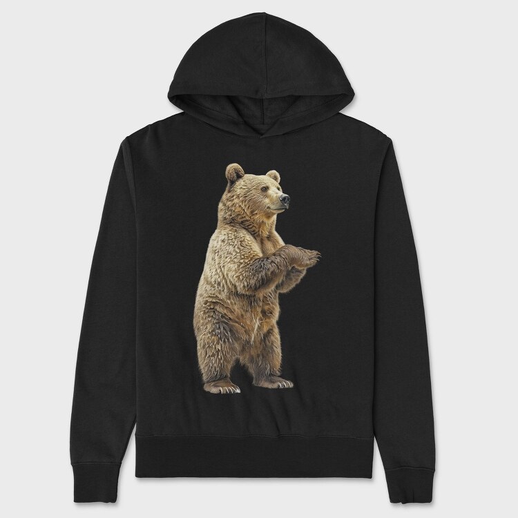 Bear Standing Grey, Hanorac Oversize Barbati (Unisex)