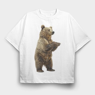 Bear Standing Grey, Tricou Oversize Barbati (Unisex)
