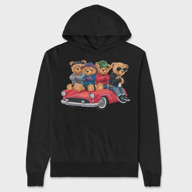 Bears In Car, Hanorac Oversize Barbati (Unisex)
