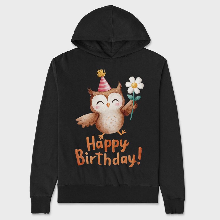 Birthday Owl Flower, Hanorac Oversize Barbati (Unisex)