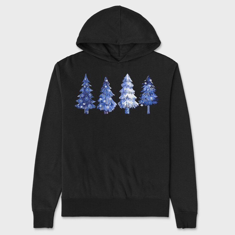 Blue Christmas Trees, Hanorac Oversize Barbati (Unisex)