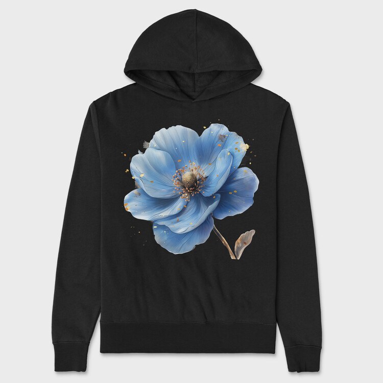 Blue Flower Glow, Hanorac Oversize Barbati (Unisex)