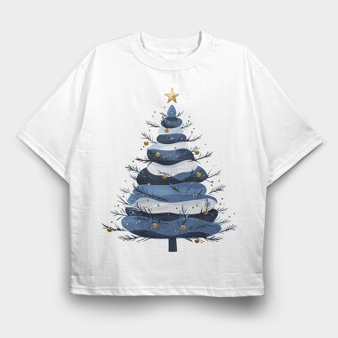 Blue Snow Serenity Tree, Tricou Oversize Barbati (Unisex)