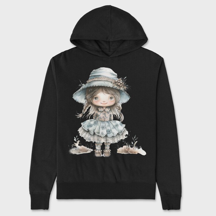 Blue Vintage Girl, Hanorac Oversize Barbati (Unisex)