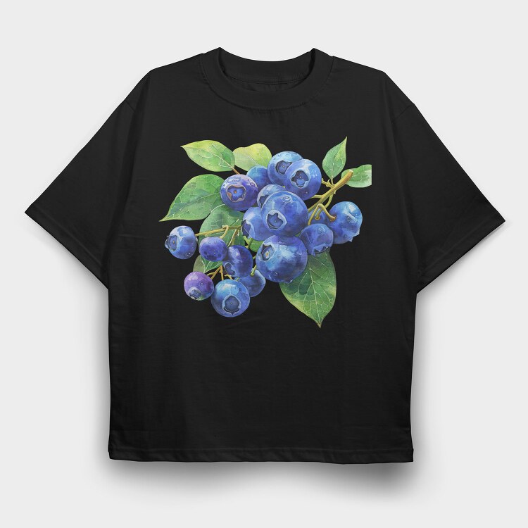Blueberries Branch, Tricou Oversize Barbati (Unisex)