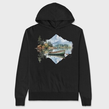 Boat Mountain Reflection, Hanorac Oversize Barbati (Unisex)