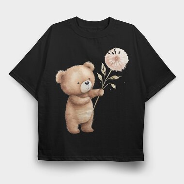 Boho Bear Flower, Tricou Oversize Barbati (Unisex)