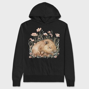 Boho Cuddly Capybara, Hanorac Oversize Barbati (Unisex)