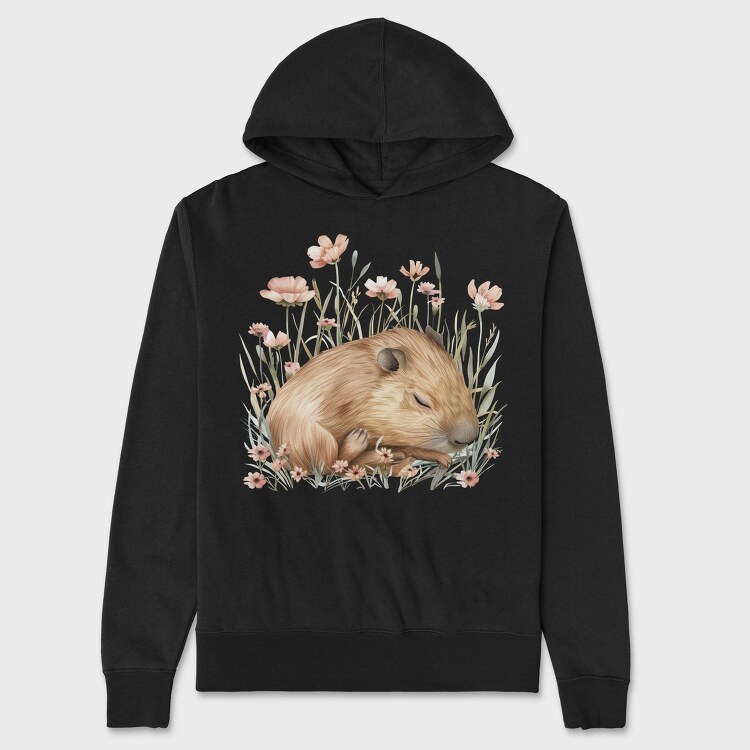 Boho Cuddly Capybara, Hanorac Oversize Barbati (Unisex)
