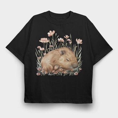 Boho Cuddly Capybara, Tricou Oversize Barbati (Unisex)