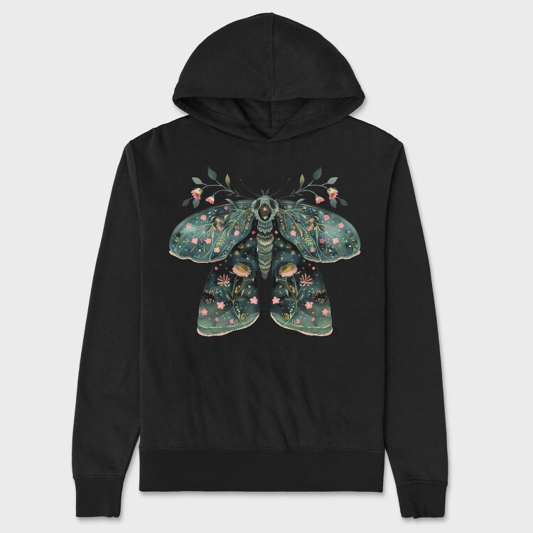 Boho Floral Moth, Hanorac Oversize Barbati (Unisex)