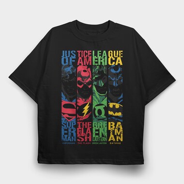 Superman the Flash Green Lanter Batman, Tricou Oversize Barbati (Unisex)