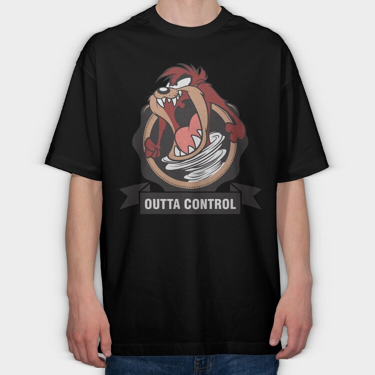Tasmanian Devil Outta Control, Tricou Oversize Barbati (Unisex)