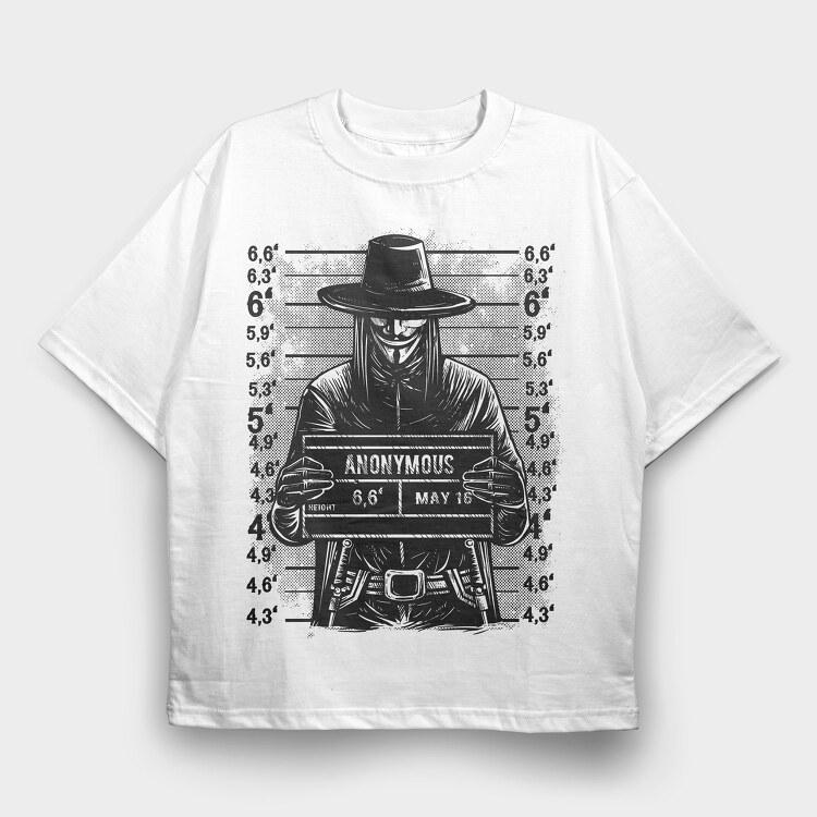 Anonymous Mugshot, Tricou Oversize Barbati (Unisex)