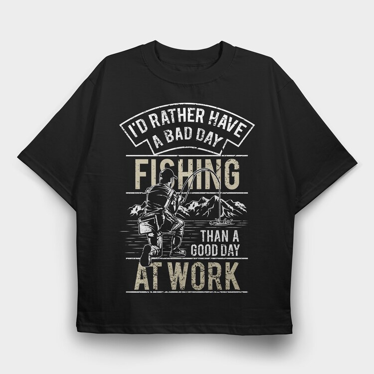 Fishing, Tricou Oversize Barbati (Unisex)