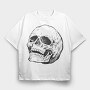 Leaning Skull Hand Drawn, Tricou Oversize Barbati (Unisex)