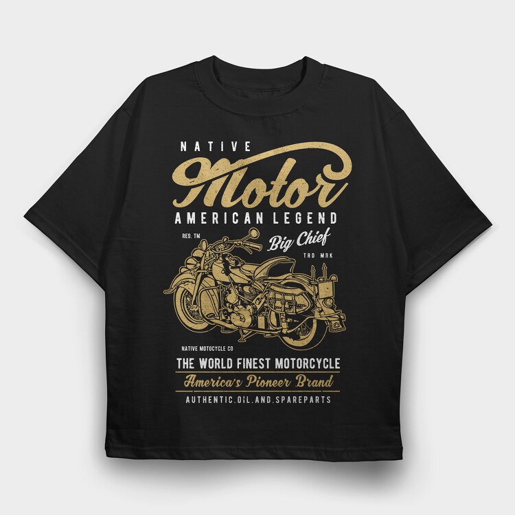 Native Motorcycle, Tricou Oversize Barbati (Unisex)