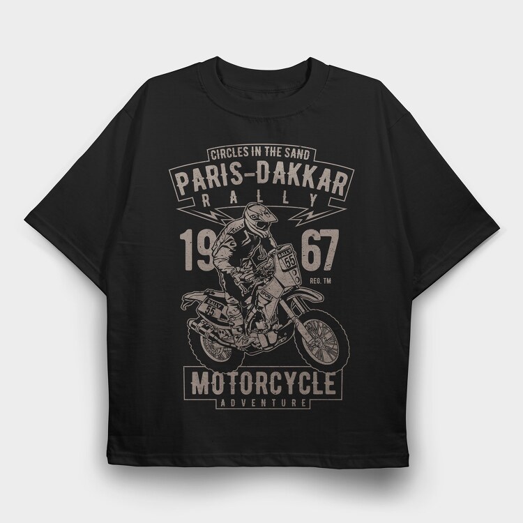 Paris Dakkar Rally Motorcycle, Tricou Oversize Barbati (Unisex)