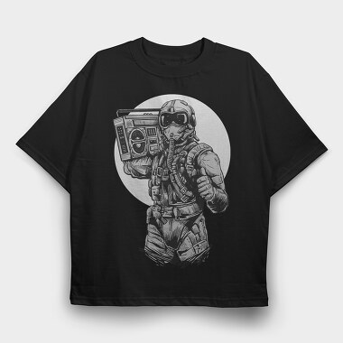 Pilot Fighter Boombox, Tricou Oversize Barbati (Unisex)