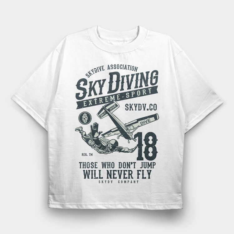 Sky Diving, Tricou Oversize Barbati (Unisex)