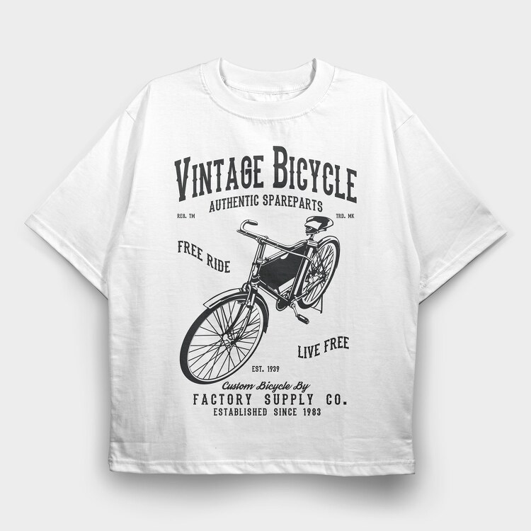 Vintage Bicycle, Tricou Oversize Barbati (Unisex)