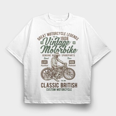 Vintage Motorbike, Tricou Oversize Barbati (Unisex)