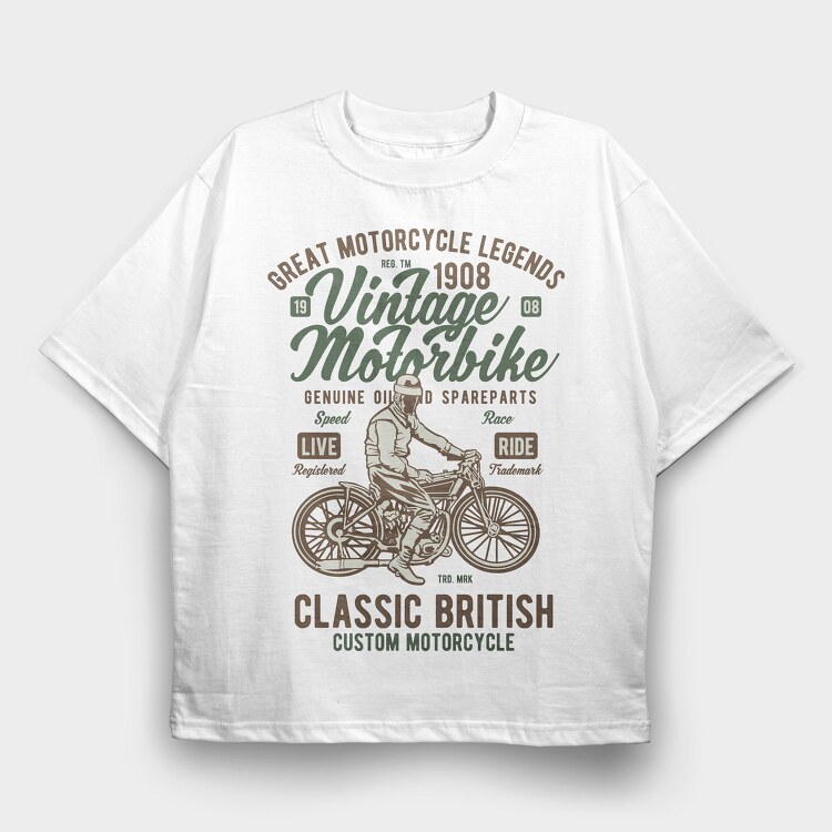 Vintage Motorbike, Tricou Oversize Barbati (Unisex)