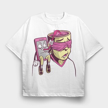 Brain Phone Illustration, Tricou Oversize Barbati (Unisex)