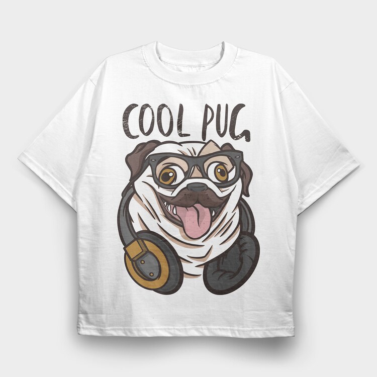 Pug Cool, Tricou Oversize Barbati (Unisex)