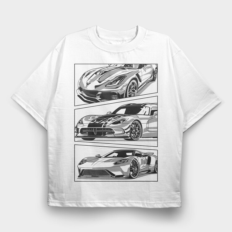 AMERICAN SUPER CAR, Tricou Oversize Barbati (Unisex)