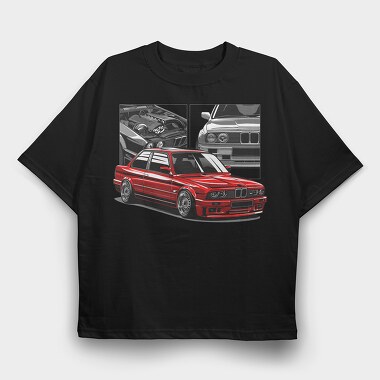BMW E30 M3, Tricou Oversize Barbati (Unisex)