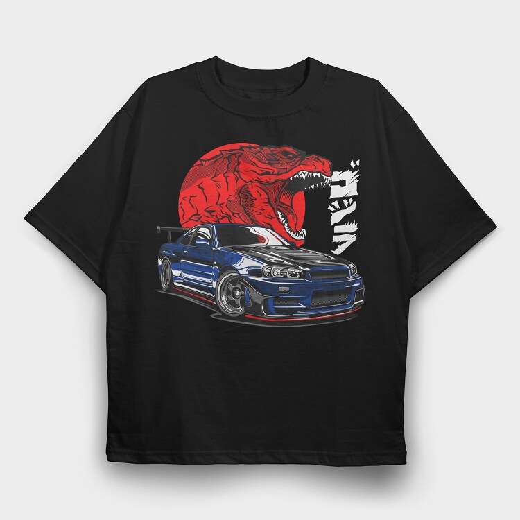 GTR R34, Tricou Oversize Barbati (Unisex)