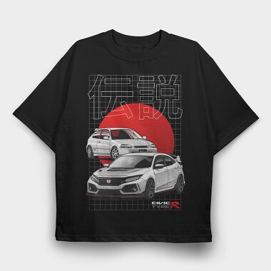 Honda Civic type R, Tricou Oversize Barbati (Unisex)