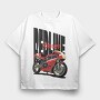 Anime Style Motorcycle Drawing Phrase Redline Warrior, Tricou Oversize Barbati (Unisex)