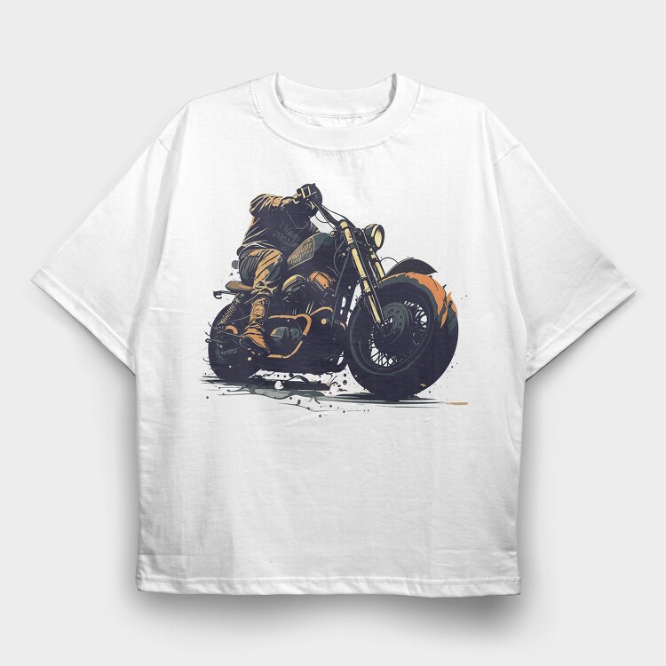 Classic Motorcycle Rider, Tricou Oversize Barbati (Unisex)