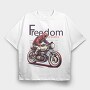 Freedom on Wheels Motorcycle Retro, Tricou Oversize Barbati (Unisex)