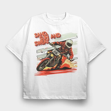 Motocross MotorcycleArt 80S, Tricou Oversize Barbati (Unisex)