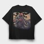 Motorcycle With Comic Rider, Tricou Oversize Barbati (Unisex)