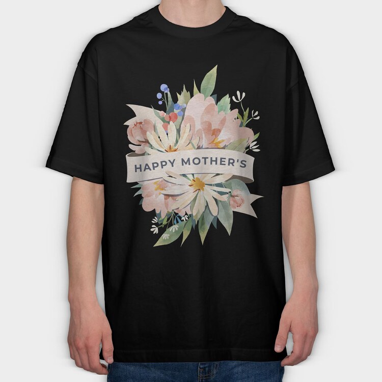 Watercolor Flowers Mother 1, Tricou Oversize Barbati (Unisex)
