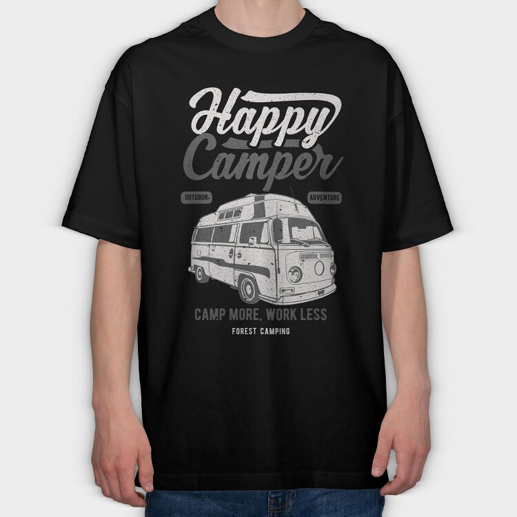 Happy Camper, Tricou Oversize Barbati (Unisex)