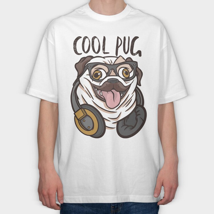 Pug Cool, Tricou Oversize Barbati (Unisex)