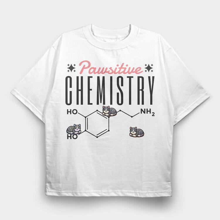 Chemistry Cat Pun Pawsative, Tricou Oversize Barbati (Unisex)