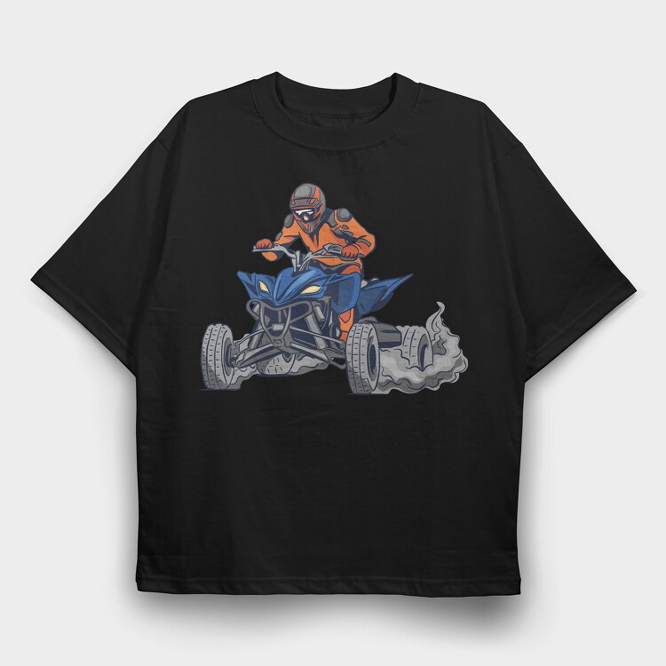 Quad Bike Illustration, Tricou Oversize Barbati (Unisex)